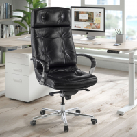Poltrona ufficio Windsor, pelle naturale, rivestimento trapuntato