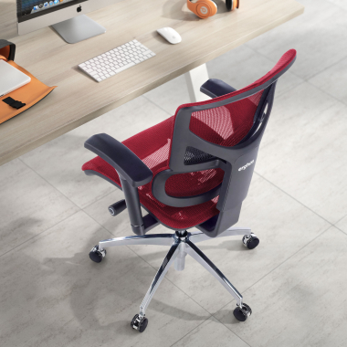 sedia ergonomica rosso next1 senza poggiatesta rete transpirante braccioli regolabili 4d doppio supporto lombare 2