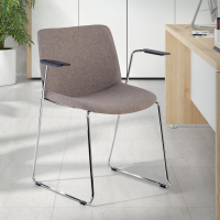 Sedia Sala d'Attesa Flow, schienale ergonomico, slitta, con braccioli