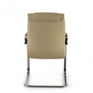 sedia da conferenza beige base a slitta pelle naturale vera pelle braccioli imbottiti 6