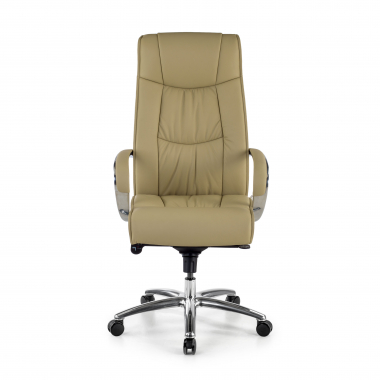 poltrona da ufficio beige schienale ato pelle naturale vera pelle braccioli imbottiti 3