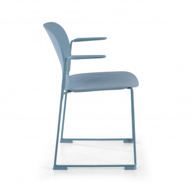 sedia da conferenza blu con bracci di plastica braccioli fissi 4