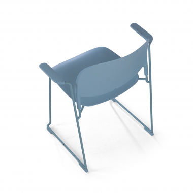 sedia da conferenza blu con bracci di plastica braccioli fissi 6