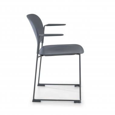 sedia da conferenza grigio con bracci di plastica braccioli fissi 4