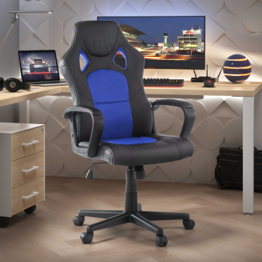 sedia gaming blu montmelo ecopelle braccioli fissi 2