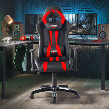 sedia gaming rosso spider ecopelle braccioli mobili cuscino lombare e cervicale poggiatesta 2