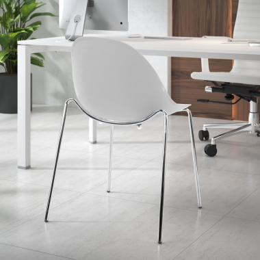 sedia da conferenza bianco 4 gambe di plastica senza braccioli 2