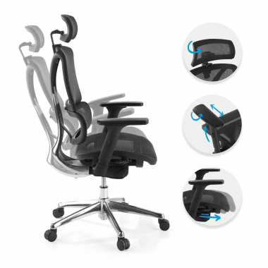 sedia ergonomica nero focus rete transpirante braccioli regolabili 3d supporto lombare 3