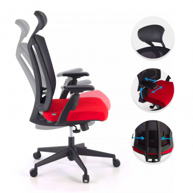 sedia ergonomica rosso ridley rete transpirante braccioli regolabili 3d supporto lombare poggiatesta 3