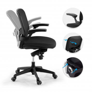 sedia ergonomica nero sedia da ufficio rete transpirante braccioli mobili supporto lombare 3