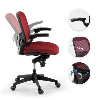 sedia ergonomica rosso sedia da ufficio rete transpirante braccioli mobili supporto lombare 3