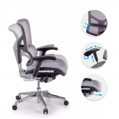 sedia ergonomica bianco next2 senza poggiatesta rete transpirante braccioli regolabili 4d doppio supporto lombare 3