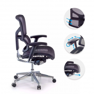 sedia ergonomica nero next2 senza poggiatesta rete transpirante braccioli regolabili 4d doppio supporto lombare 3