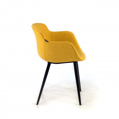 sedia da conferenza nero giallo 4 gambe tessuto braccioli imbottiti 6