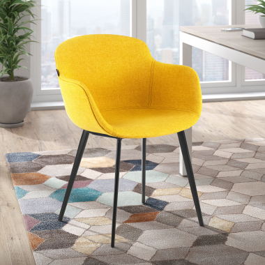 sedia da conferenza nero giallo 4 gambe tessuto braccioli imbottiti 2