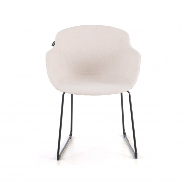 sedia da conferenza beige struttura base a slitta rete transpirante braccioli fissi 3