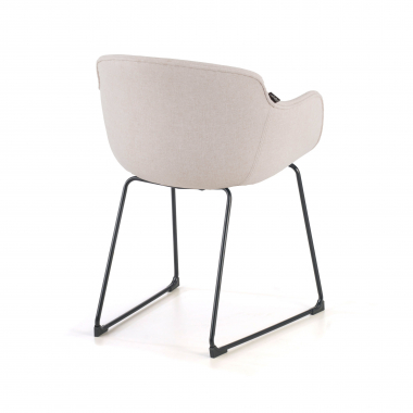 sedia da conferenza beige struttura base a slitta rete transpirante braccioli fissi 6