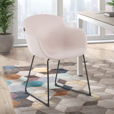 sedia da conferenza beige struttura base a slitta rete transpirante braccioli fissi 2