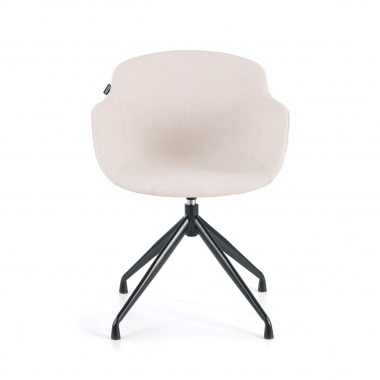 sedia da conferenza beige base piramide tessuto braccioli imbottiti 3