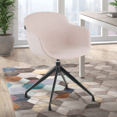 sedia da conferenza beige base piramide tessuto braccioli imbottiti 2