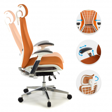 sedia ergonomica arancione miller rete transpirante braccioli regolabili 3d 4