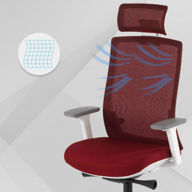 sedia da ufficio bianco rosso boston rete transpirante braccioli regolabili 3d poggiatesta 4