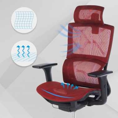 sedia ergonomica rosso winter rete transpirante braccioli regolabili 3d doppio supporto lombare poggiatesta 3