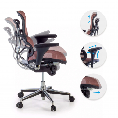 sedia da ufficio economica arancione rosso rete transpirante braccioli regolabili 4d doppio supporto lombare 3