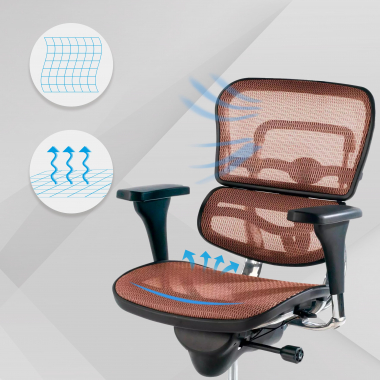 sedia da ufficio economica arancione rosso rete transpirante braccioli regolabili 4d doppio supporto lombare 4
