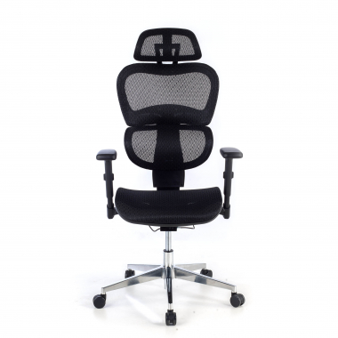sedia ergonomica nero struttura nera base cromata rete transpirante braccioli regolabili 3d doppio supporto lombare poggiatesta 5