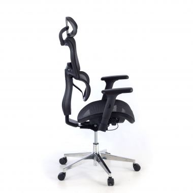 sedia ergonomica nero struttura nera base cromata rete transpirante braccioli regolabili 3d doppio supporto lombare poggiatesta 6