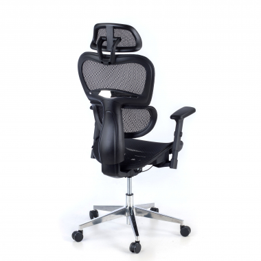 sedia ergonomica nero struttura nera base cromata rete transpirante braccioli regolabili 3d doppio supporto lombare poggiatesta 7