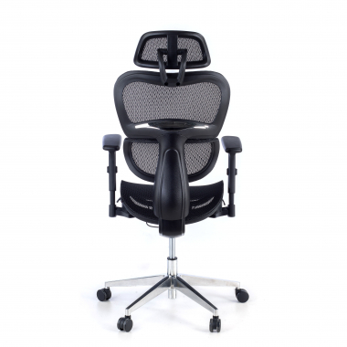 sedia ergonomica nero struttura nera base cromata rete transpirante braccioli regolabili 3d doppio supporto lombare poggiatesta 8