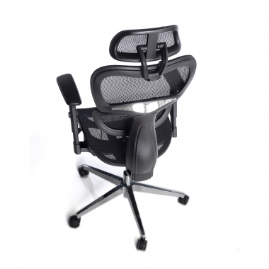 sedia ergonomica nero struttura nera base cromata rete transpirante braccioli regolabili 3d doppio supporto lombare poggiatesta 9