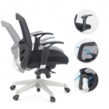 sedia smart working nero senza poggiatesta rete transpirante braccioli regolabili 3d supporto lombare 3