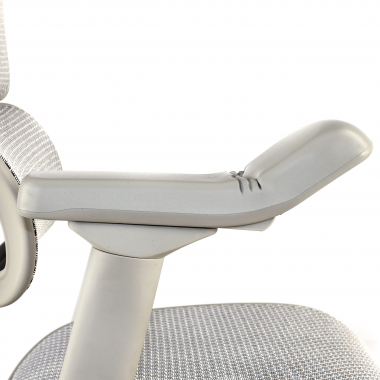 sedia ergonomica bianco grigio struttura bianca rotonda rete transpirante braccioli regolabili 5d poggiatesta 12