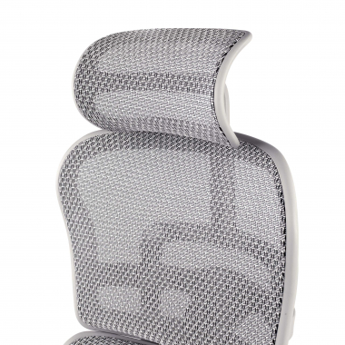sedia ergonomica bianco grigio struttura bianca rotonda rete transpirante braccioli regolabili 5d poggiatesta 13