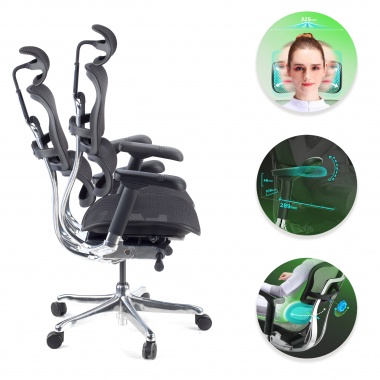 sedia ergonomica nero struttura nera rete rete transpirante braccioli regolabili 5d poggiatesta 3