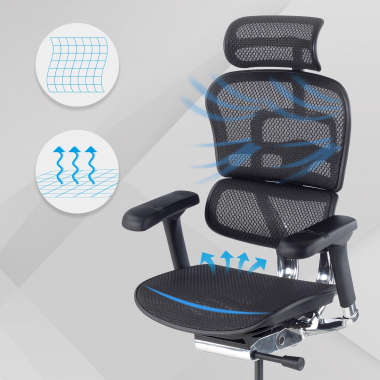 sedia ergonomica nero struttura nera rete rete transpirante braccioli regolabili 5d poggiatesta 4