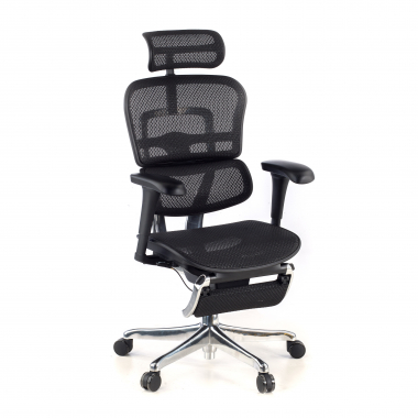 sedia ergonomica nero struttura nera poggiapiedi rete transpirante braccioli mobili poggiatesta poggiapiedi estensibile 6
