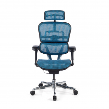 sedia ergonomica blu struttura nera rete rete transpirante braccioli mobili poggiatesta 5