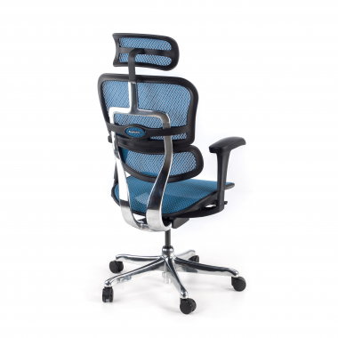 sedia ergonomica blu struttura nera rete rete transpirante braccioli mobili poggiatesta 6