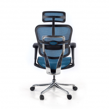 sedia ergonomica blu struttura nera rete rete transpirante braccioli mobili poggiatesta 7