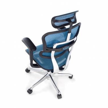 sedia ergonomica blu struttura nera rete rete transpirante braccioli mobili poggiatesta 8
