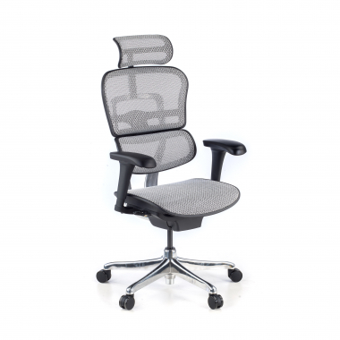 sedia ergonomica grigio struttura nera rete rete transpirante braccioli mobili poggiatesta 1