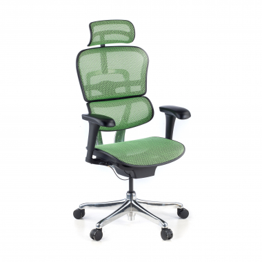 sedia ergonomica verde struttura nera rete rete transpirante braccioli mobili poggiatesta 1