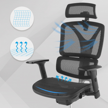 sedia ergonomica nero focus rete transpirante braccioli regolabili 3d supporto lombare 4