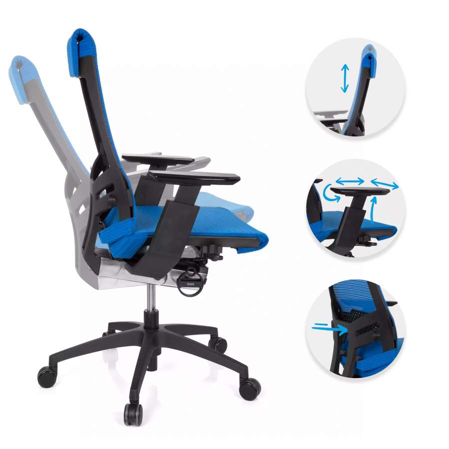 Sedia per ufficio Genious, ergonomica, braccioli 4D.