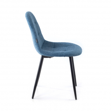 sedia scandinava blu piedini in metallo tessuto senza braccioli 4