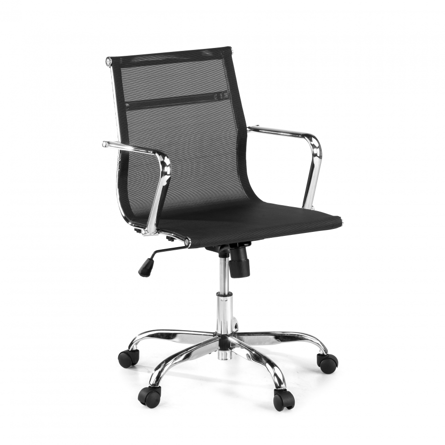 Sedia ufficio design Spirit, telaio in acciaio, schienale basso, rete